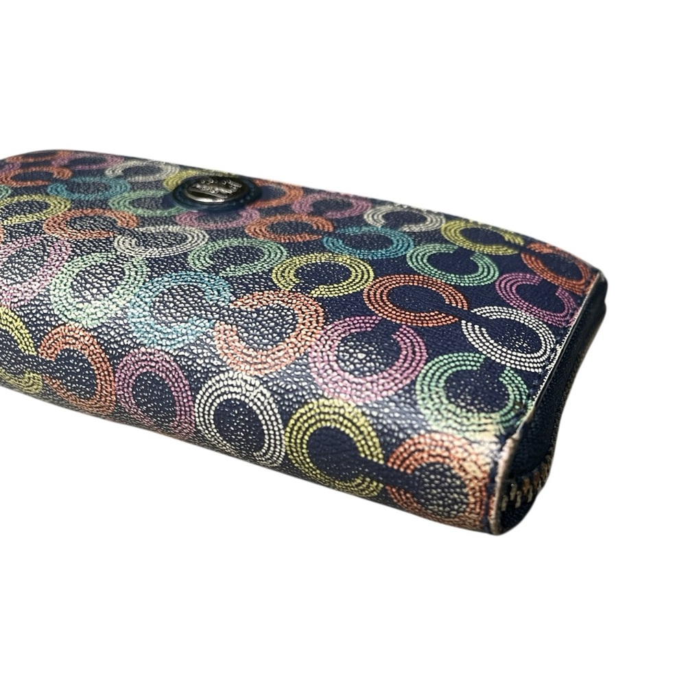 Coach Waverly Signature C Coated Canvas Accordion Zip Around Wallet, Navy Multi - Picture 12 of 12